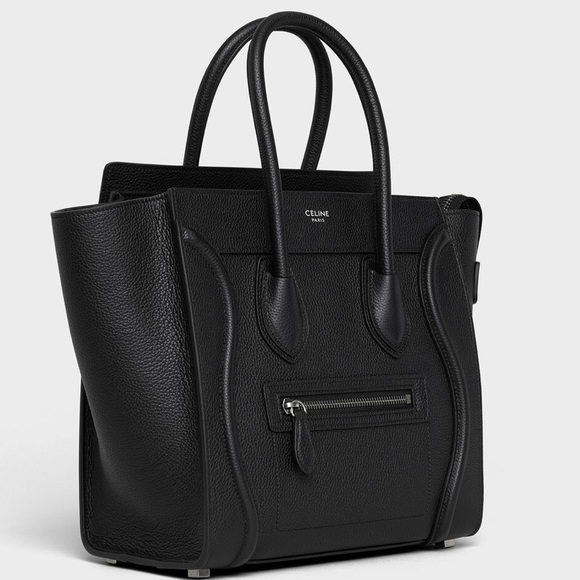 Celine micro luggage in drummed calfskin black - Picture 4 of 4